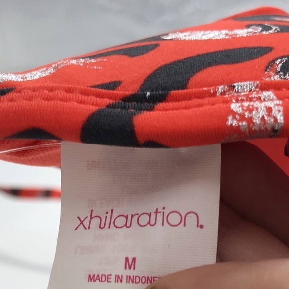 Xhilaration Redish Orange and Black Leopard Print String Bikini Top Size M - Picture 5 of 10